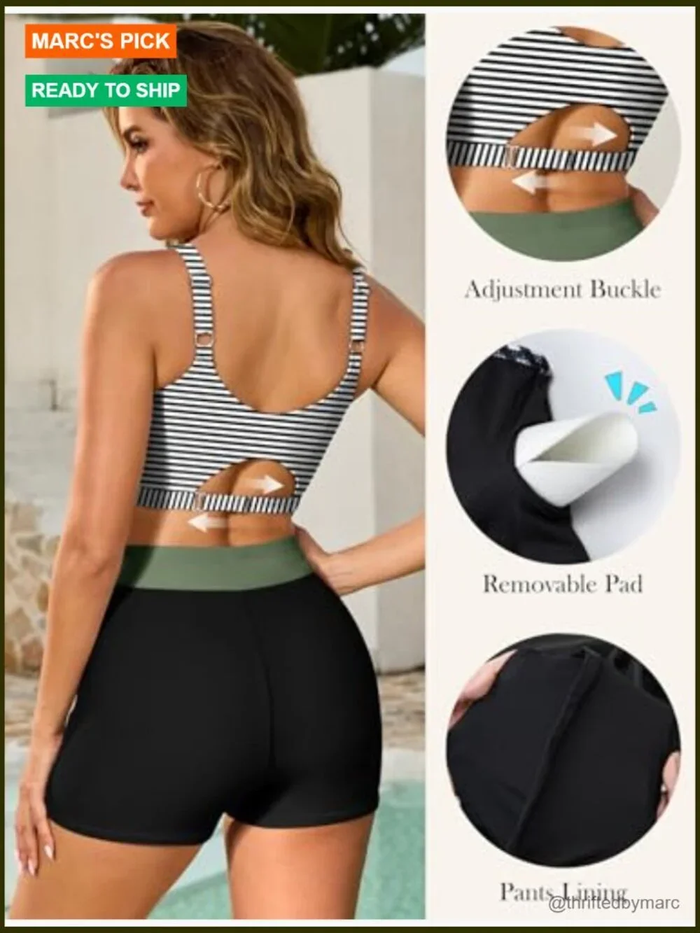 3 Piece Tankini Set with Swim Shorts Plus Size Modest Bathing Suit